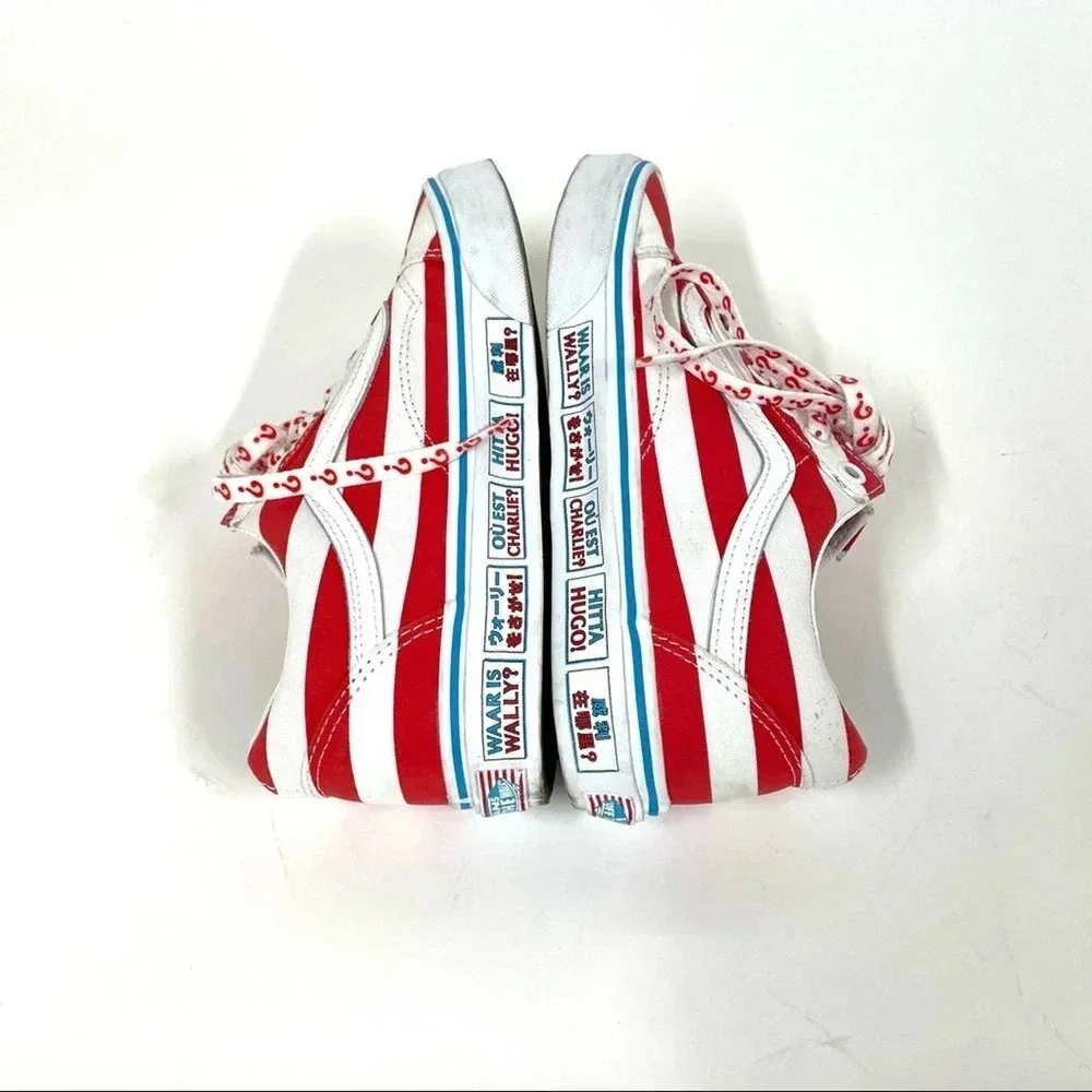 Vans x Where’s Waldo ? Red White Old Skool Textile Low Top Size 5.5